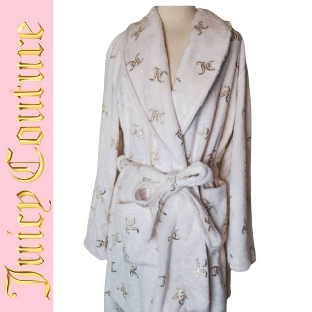 Juicy Couture JC Gold Embossed Logo Plush Robe